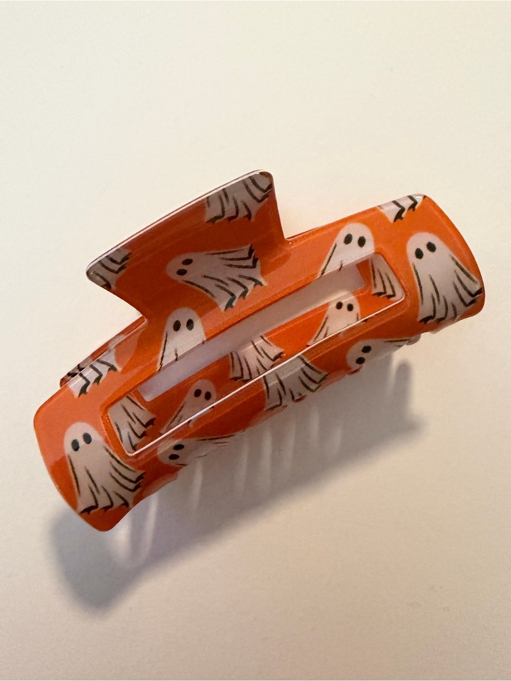 Orange Ghost Print Hair Claw Clip